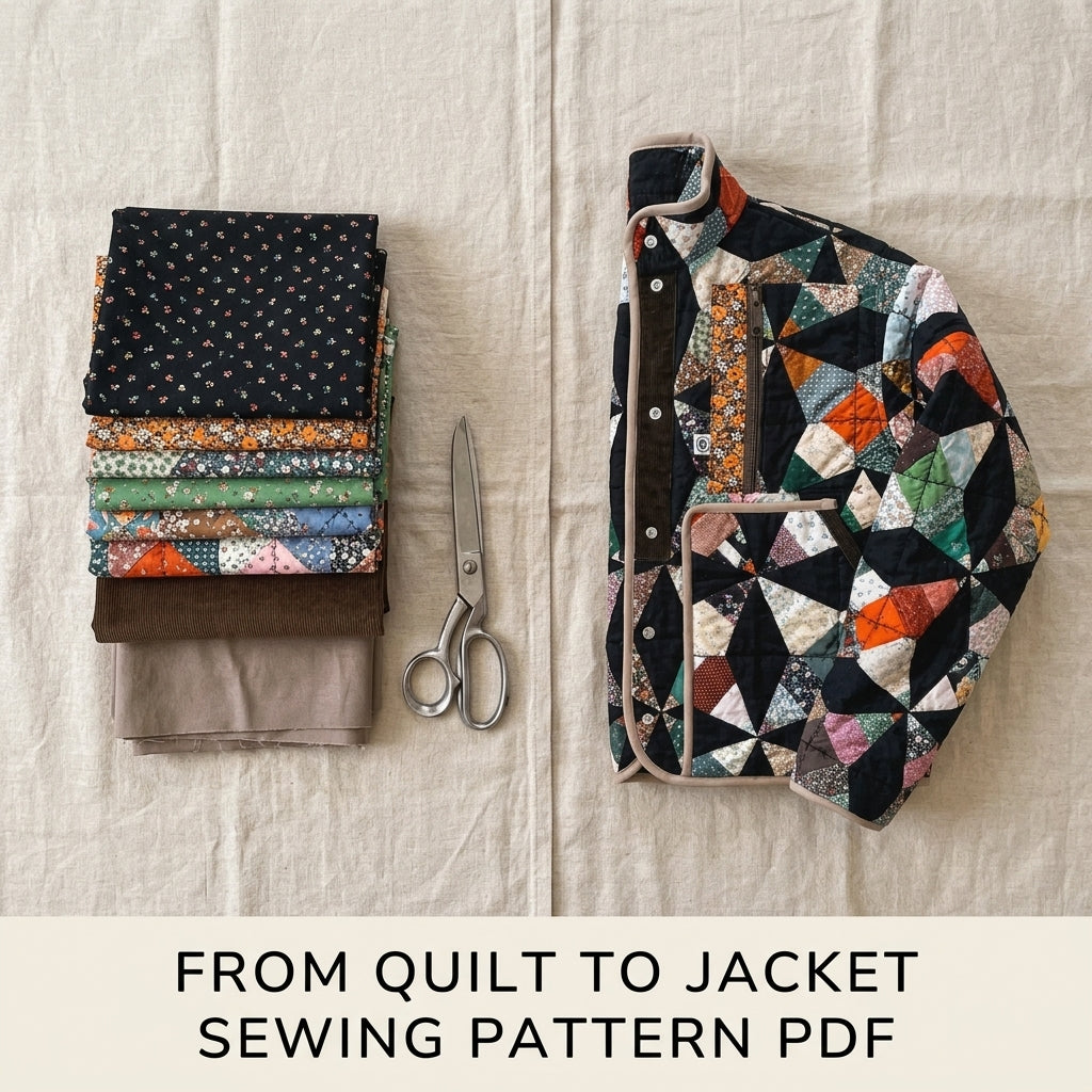 Kaleidoscope Quilt Jacket Sewing Pattern PDF – Cropped Quilt Coat