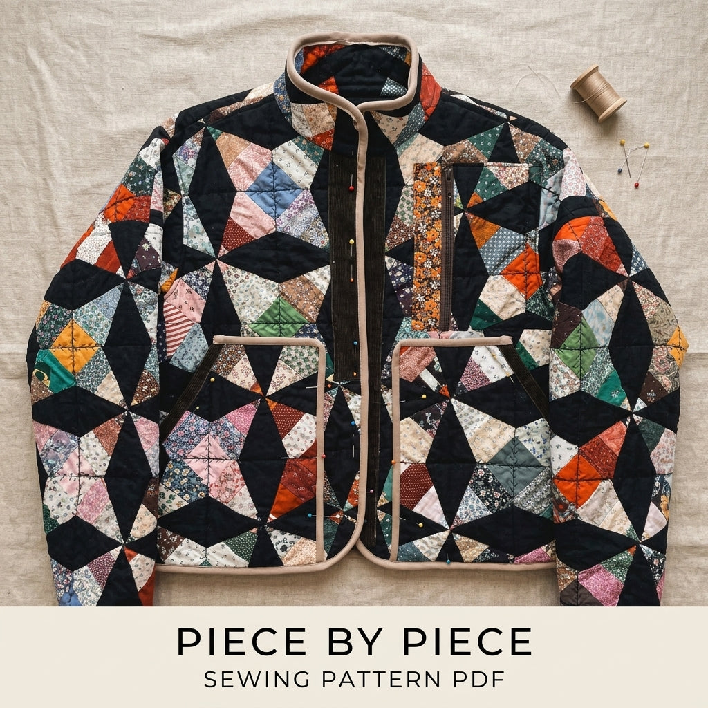 Kaleidoscope Quilt Jacket Sewing Pattern PDF – Cropped Quilt Coat