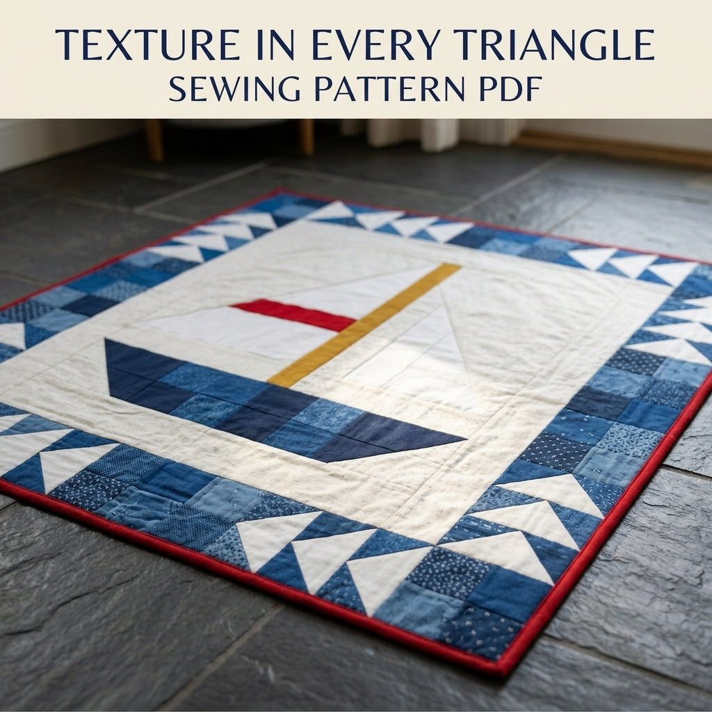 Sailboat Baby Quilt Pattern PDF – Nautical Pieced Nursery Quilt with Flying Geese Border