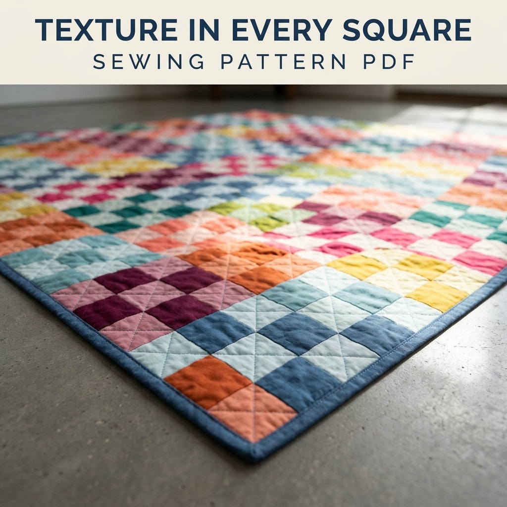 Rainbow Checkerboard Quilt Pattern PDF – Easy Squares Only Throw Quilt in Solids