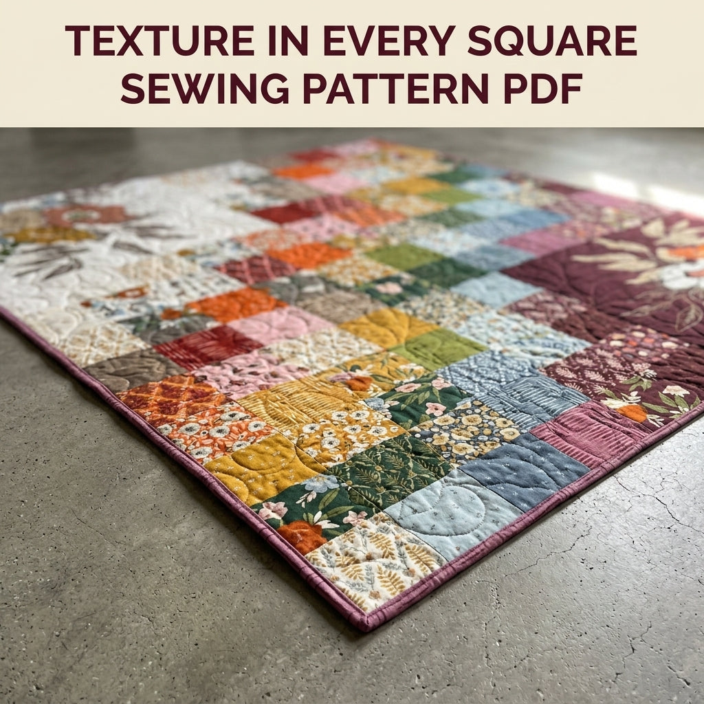 Floral Panel Scrappy Quilt Pattern PDF – Big Print Showcase Throw with Patchwork Squares