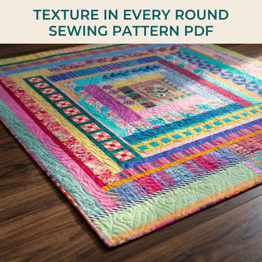 Garden Medallion Strip Quilt Pattern PDF – Improv Medallion Quilt with Pieced Rounds