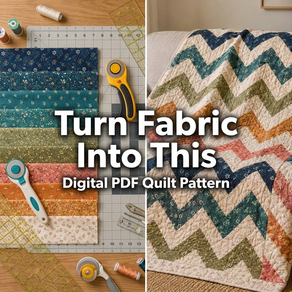 Chevron Quilt Pattern — Zigzag Throw Quilt in 4 Sizes, Half-Square Triangles, Beginner Friendly, PDF Download