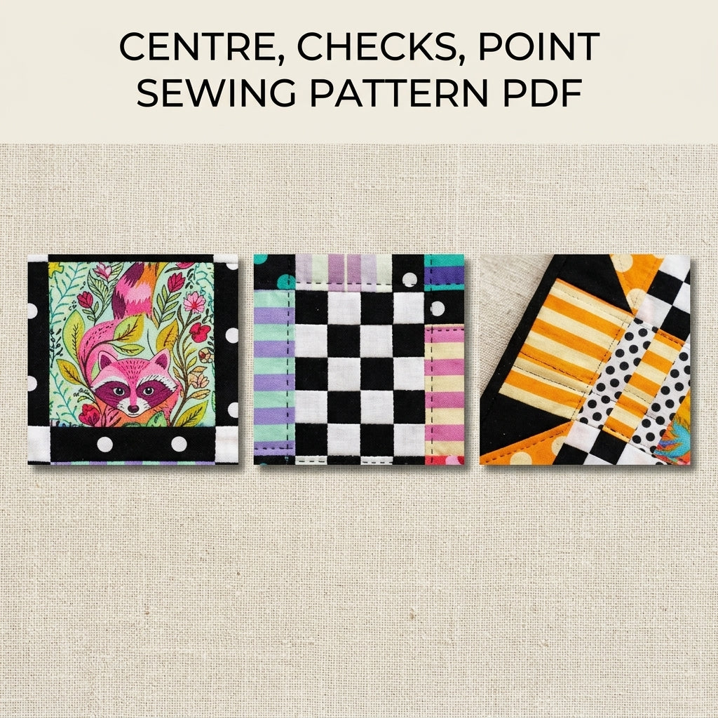 Star Checker Frame Quilt Pattern PDF – Bold Fussy Cut Star Block Quilt on Black