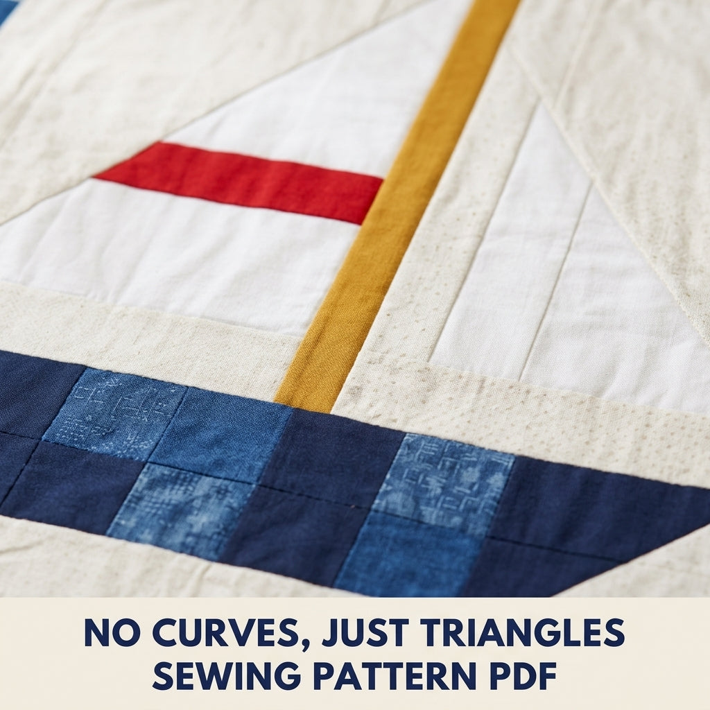 Sailboat Baby Quilt Pattern PDF – Nautical Pieced Nursery Quilt with Flying Geese Border