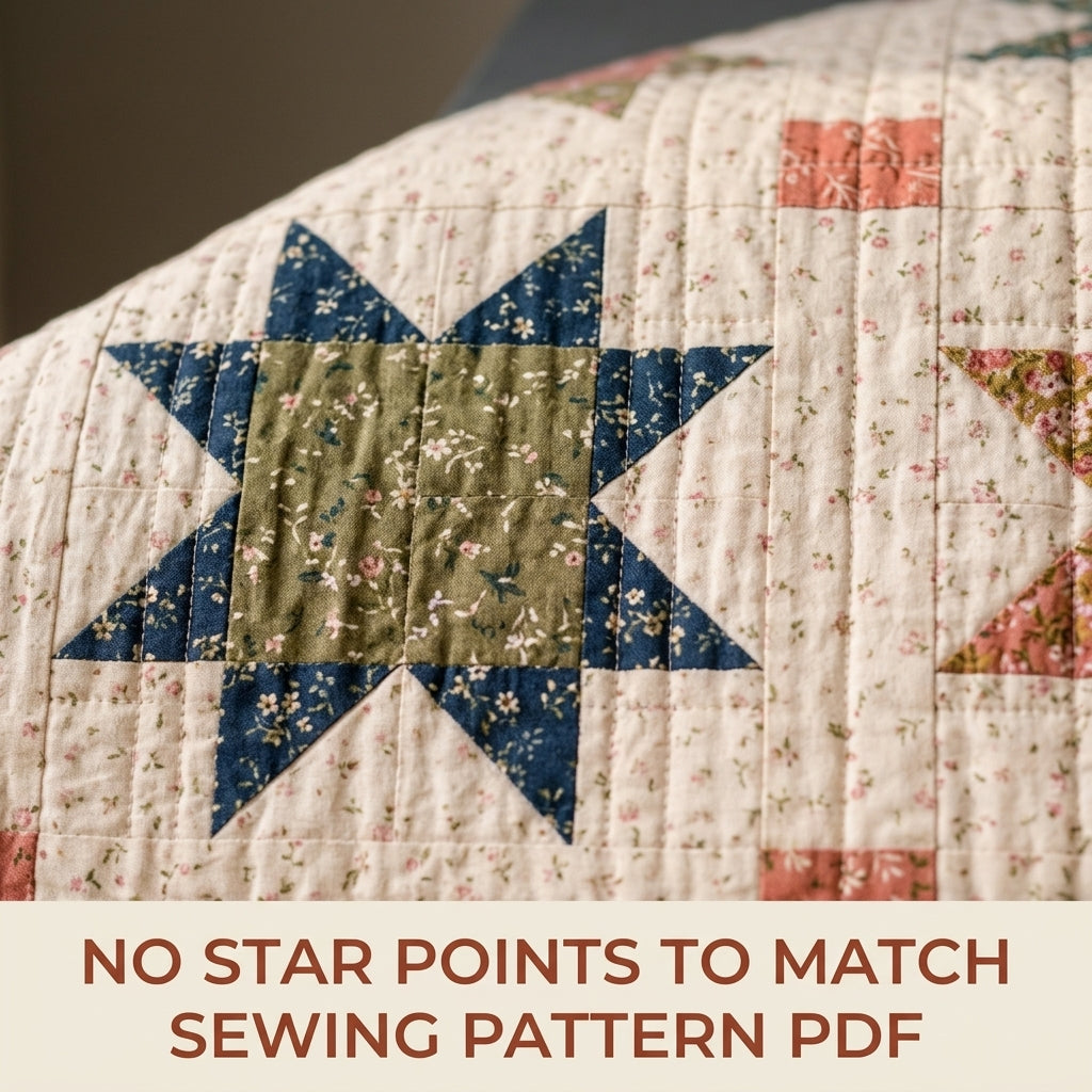 Scrappy Sawtooth Star Quilt Pattern PDF – Star Throw Quilt with Sashing and Cornerstones