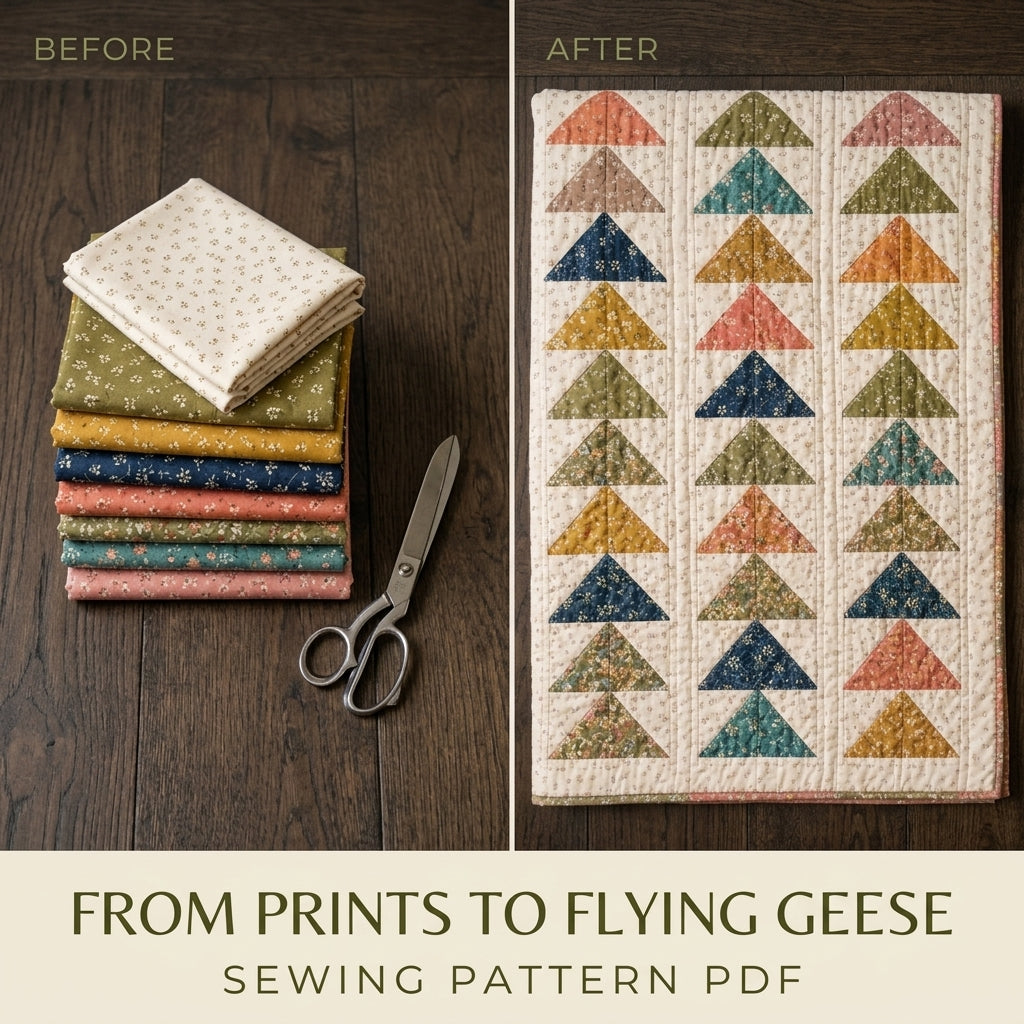 Flying Geese Columns Quilt Pattern PDF – Traditional Throw Quilt with Sashed Geese Columns