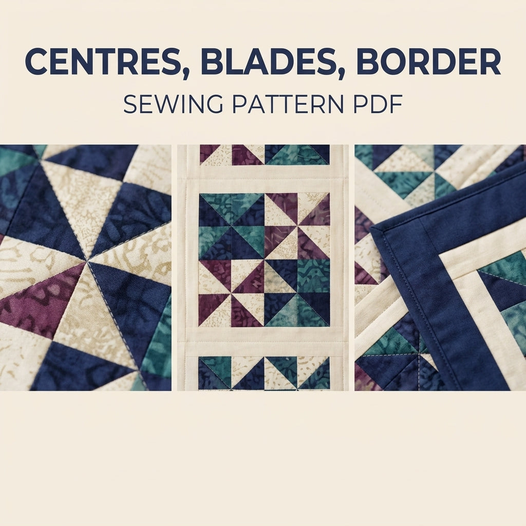 Modern Pinwheel Quilt Pattern PDF – Half-Square Triangle Throw Quilt with Sashing and Border
