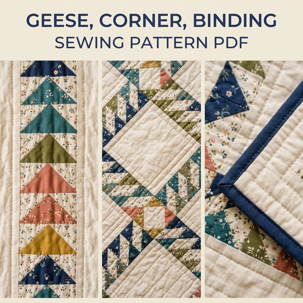 Flying Geese Quilt Pattern PDF – Traditional Throw Quilt with Flying Geese Lattice