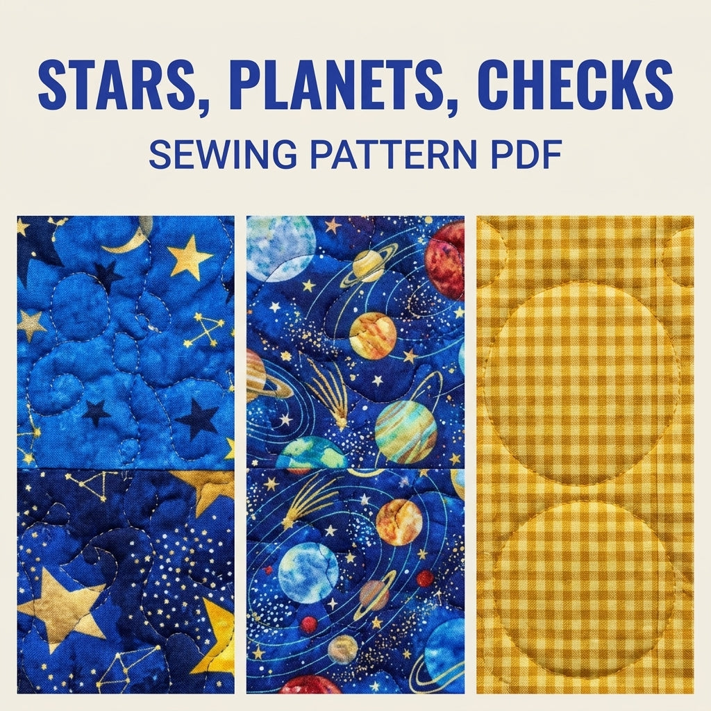Star and Moon Checkerboard Quilt Sewing Pattern PDF – Easy Kids Square Quilt