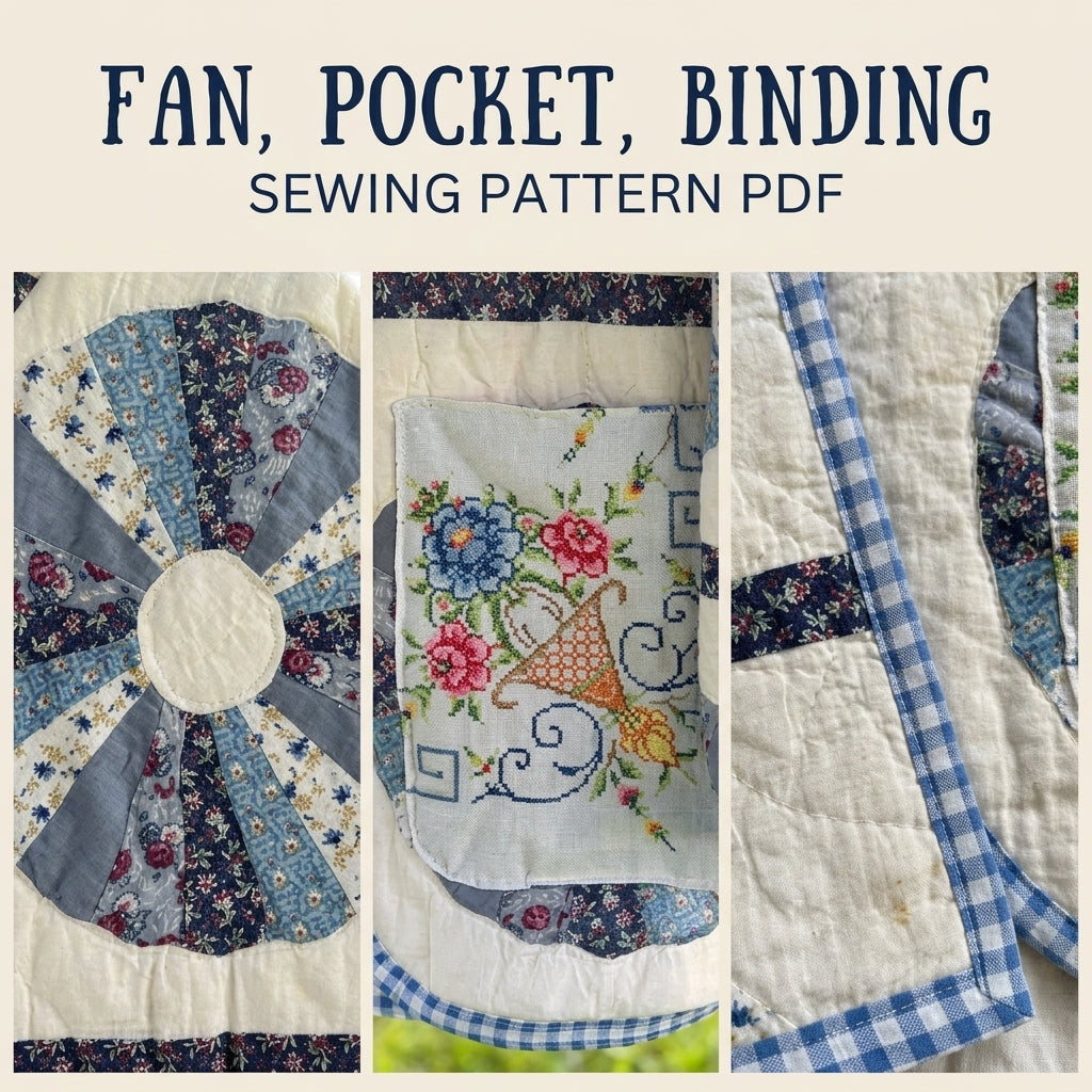 Dresden Cross-Stitch Pocket Quilt Jacket Sewing Pattern PDF – Upcycled Quilt Coat