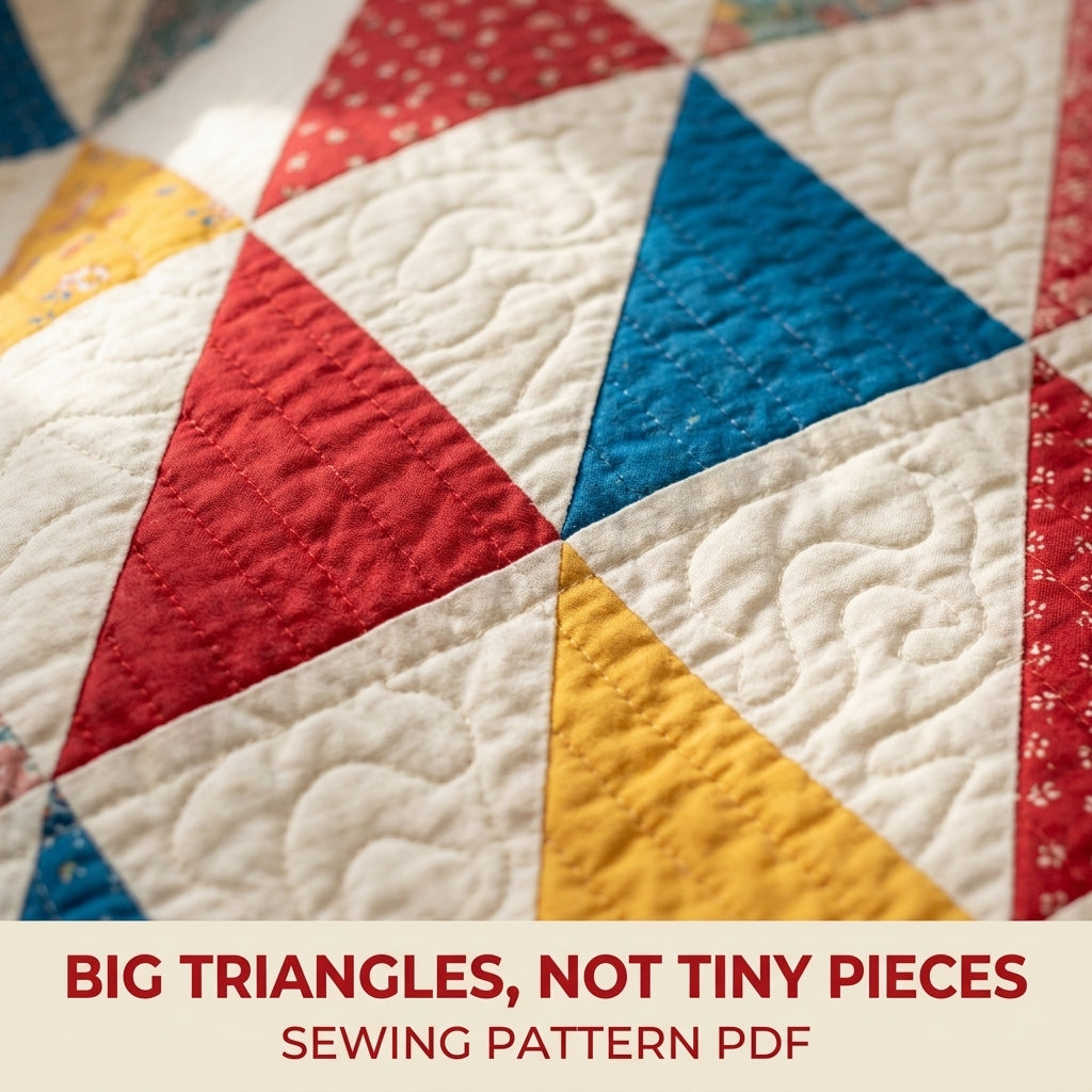 Patchwork Quilted Robe Coat Sewing Pattern PDF – Floor-Length Half-Square Triangle Quilt Coat