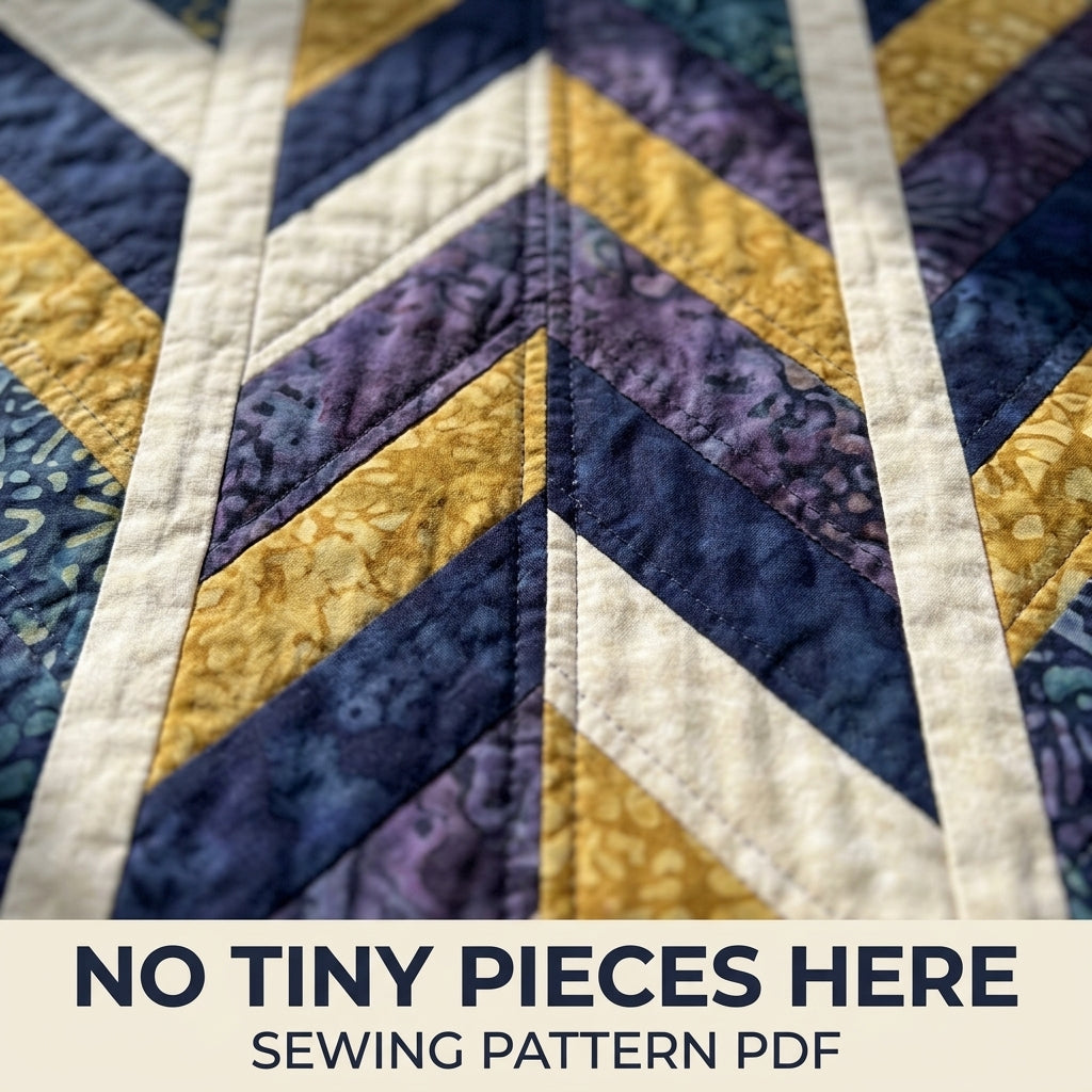 Modern Herringbone Quilt Pattern PDF – Strip Pieced Throw Quilt with Batik Chevrons
