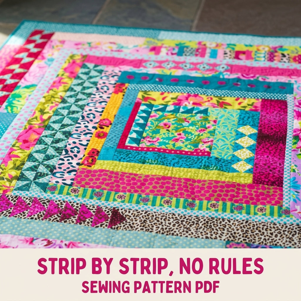 Bright Medallion Strip Quilt Pattern PDF – Hot Pink and Teal Improv Medallion