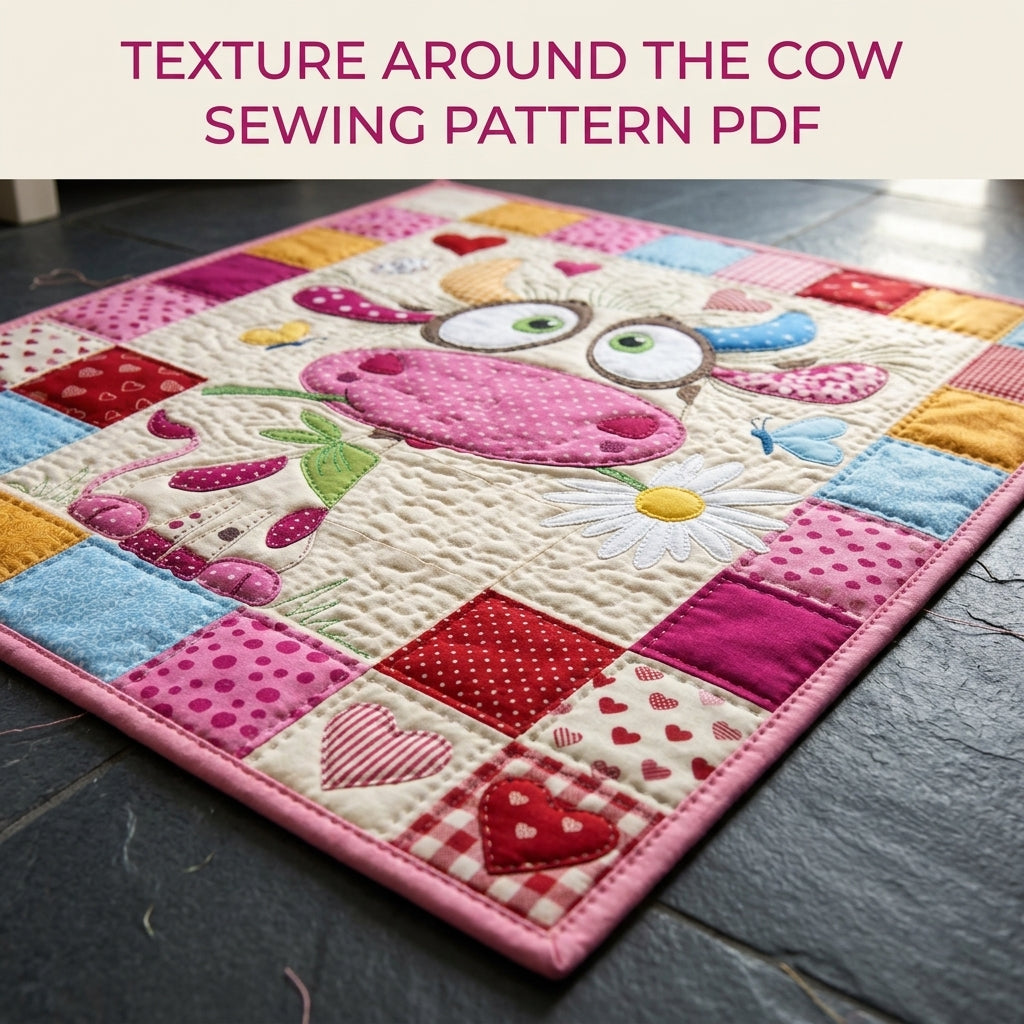 Cow Appliqué Mini Quilt Sewing Pattern PDF – Whimsical Farm Wall Quilt