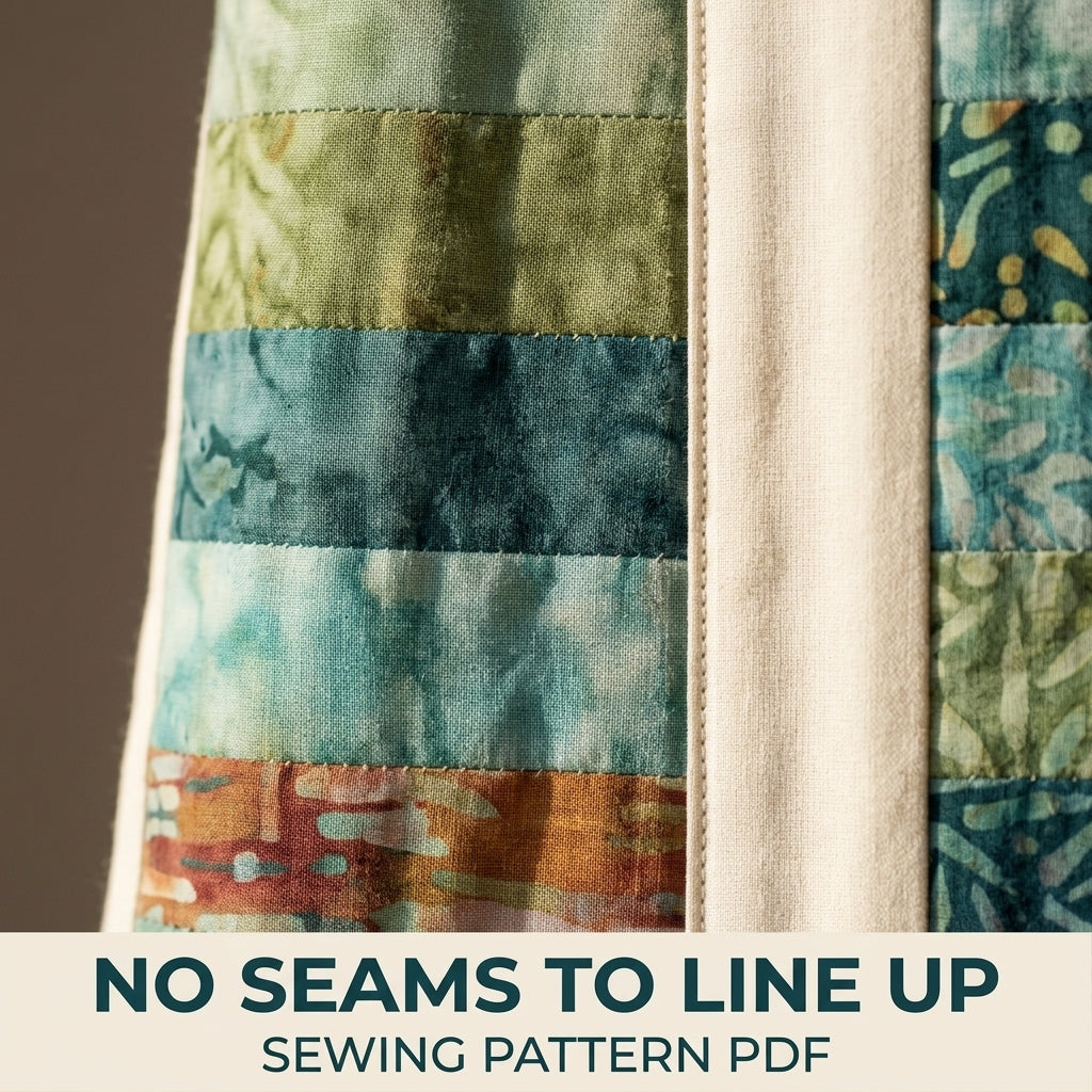 Modern Coin Stack Quilt Pattern PDF – Strip Throw Quilt with Batik Columns and Cream Sashing