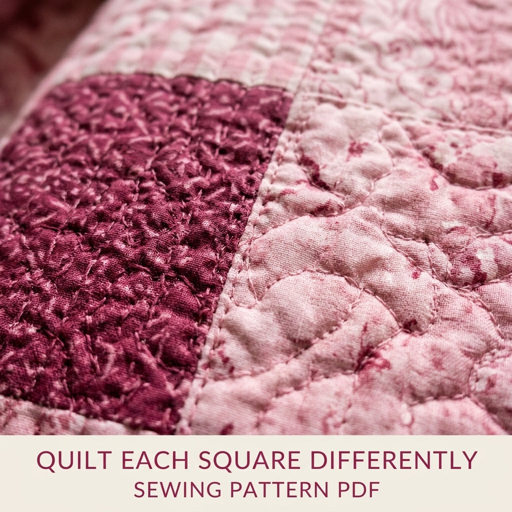 Pink Patchwork Hooded Quilt Coat Sewing Pattern PDF – Long Quilted Coat
