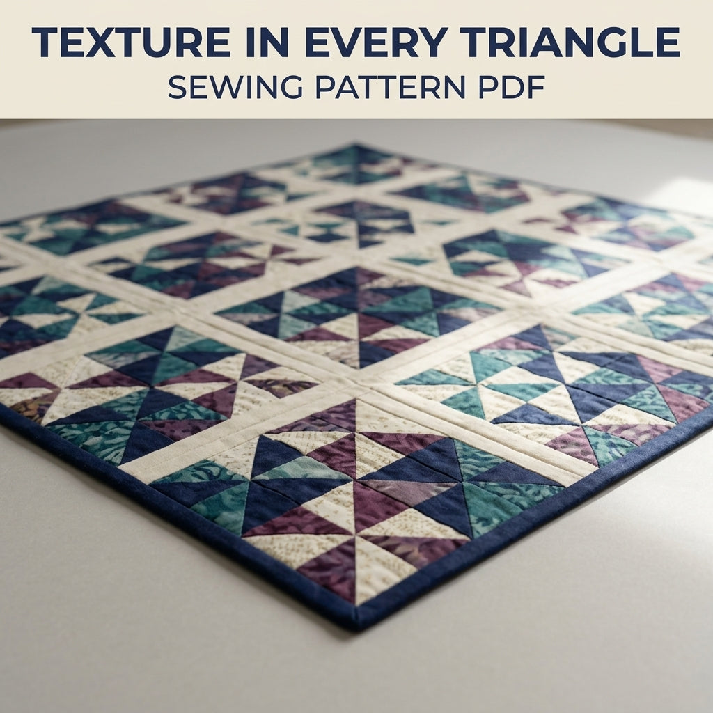 Modern Pinwheel Quilt Pattern PDF – Half-Square Triangle Throw Quilt with Sashing and Border