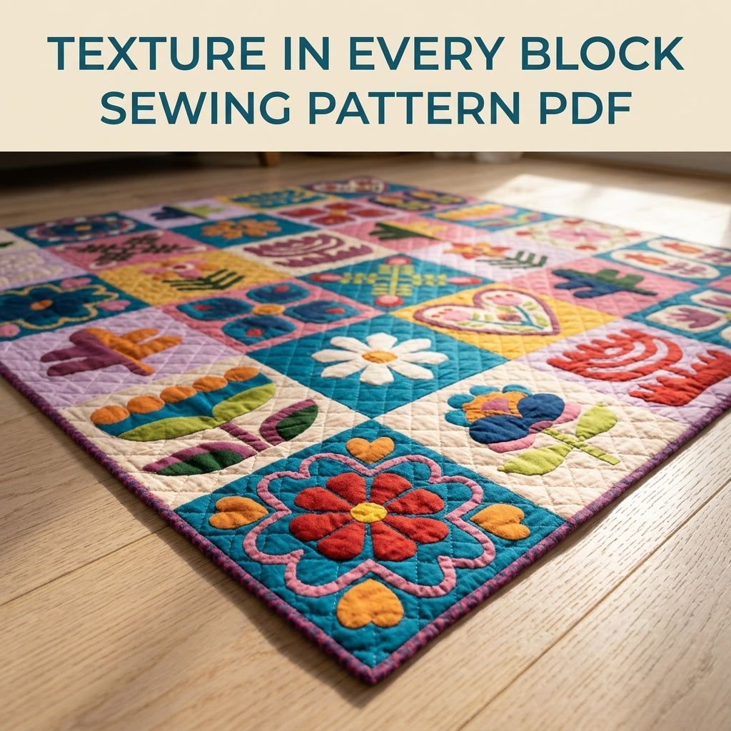 Folk Flower Sampler Quilt Pattern PDF – Scandinavian Appliqué Block Throw Quilt