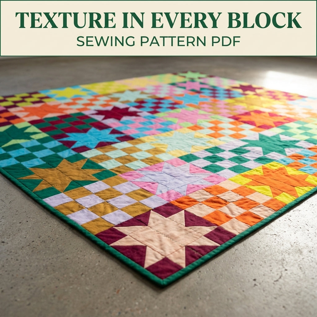 Stars and Checkers Quilt Pattern PDF – Sawtooth Star and Checkerboard Throw