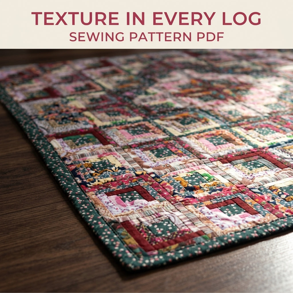 Floral Log Cabin Diamond Quilt Sewing Pattern PDF – Scrappy Barn Raising Quilt