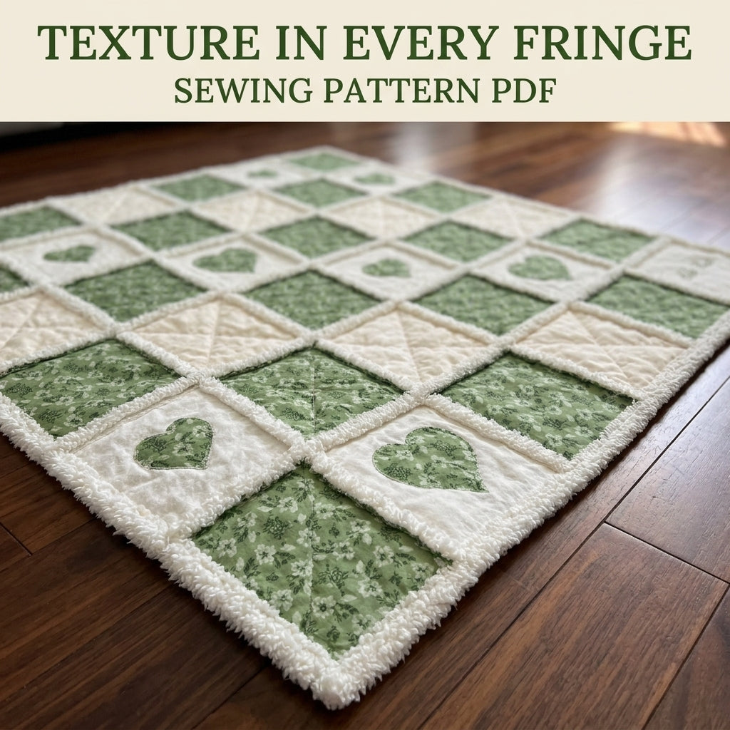 Green Heart Minky Rag Quilt Sewing Pattern PDF – Baby Rag Quilt with Hearts