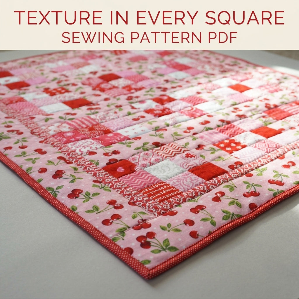 Cherry Four Patch Quilt Sewing Pattern PDF – Easy Baby or Lap Quilt