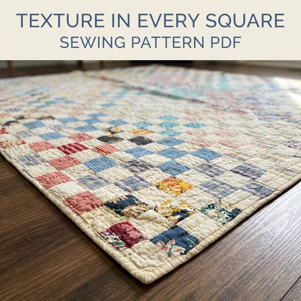 Vintage Postage Stamp Quilt Sewing Pattern PDF – Scrappy Vintage Checkerboard Quilt