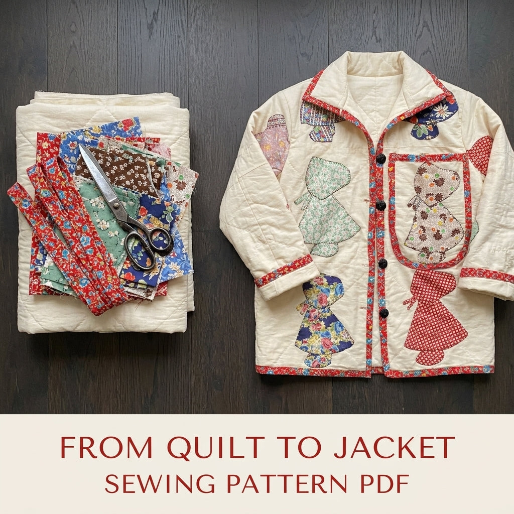 Bonnet Girl Quilt Jacket Pattern PDF – Vintage Appliqué Quilt Coat