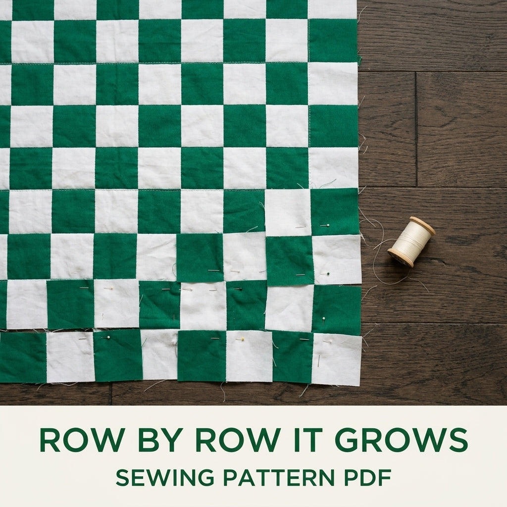 Green Checkerboard Quilt Pattern PDF – Easy Two-Colour Squares Throw Quilt