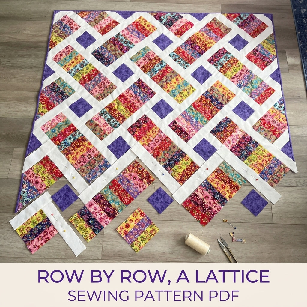Strip Rectangle Lattice Quilt Sewing Pattern PDF – Jelly Roll Friendly Quilt