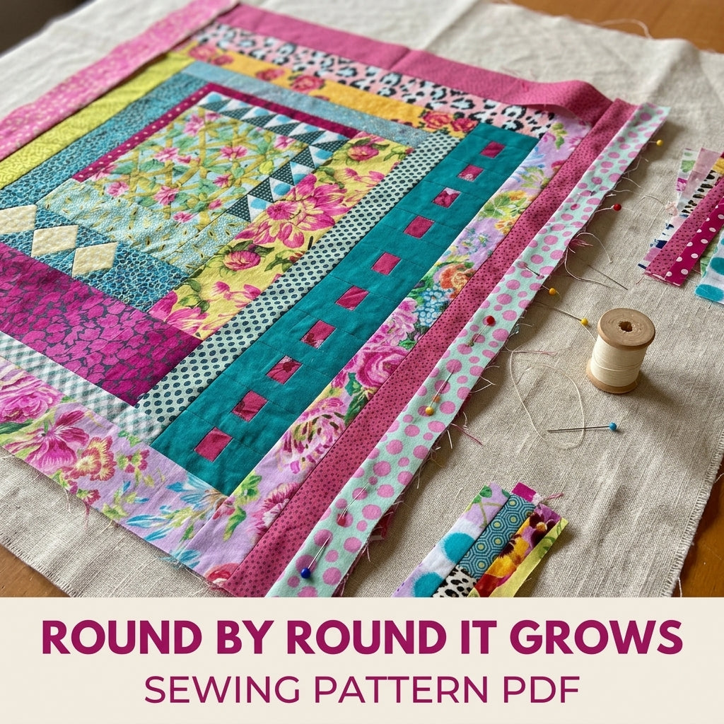 Bold Medallion Round Quilt Pattern PDF – Maximalist Scrappy Medallion Quilt