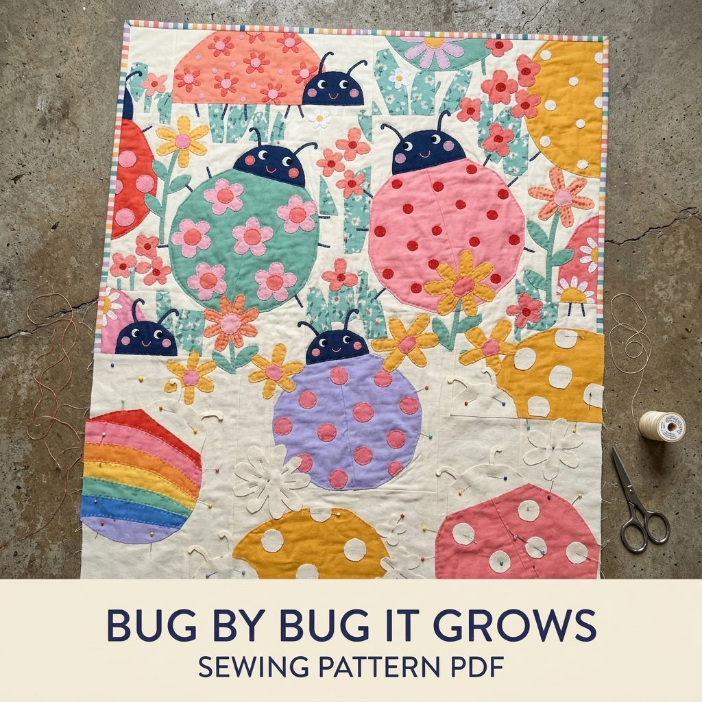 Ladybug Baby Quilt Sewing Pattern PDF – Colourful Appliqué Nursery Quilt