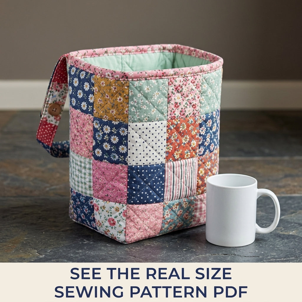 Patchwork Car Seat Bag Sewing Pattern PDF – Quilted Hanging Car Organiser