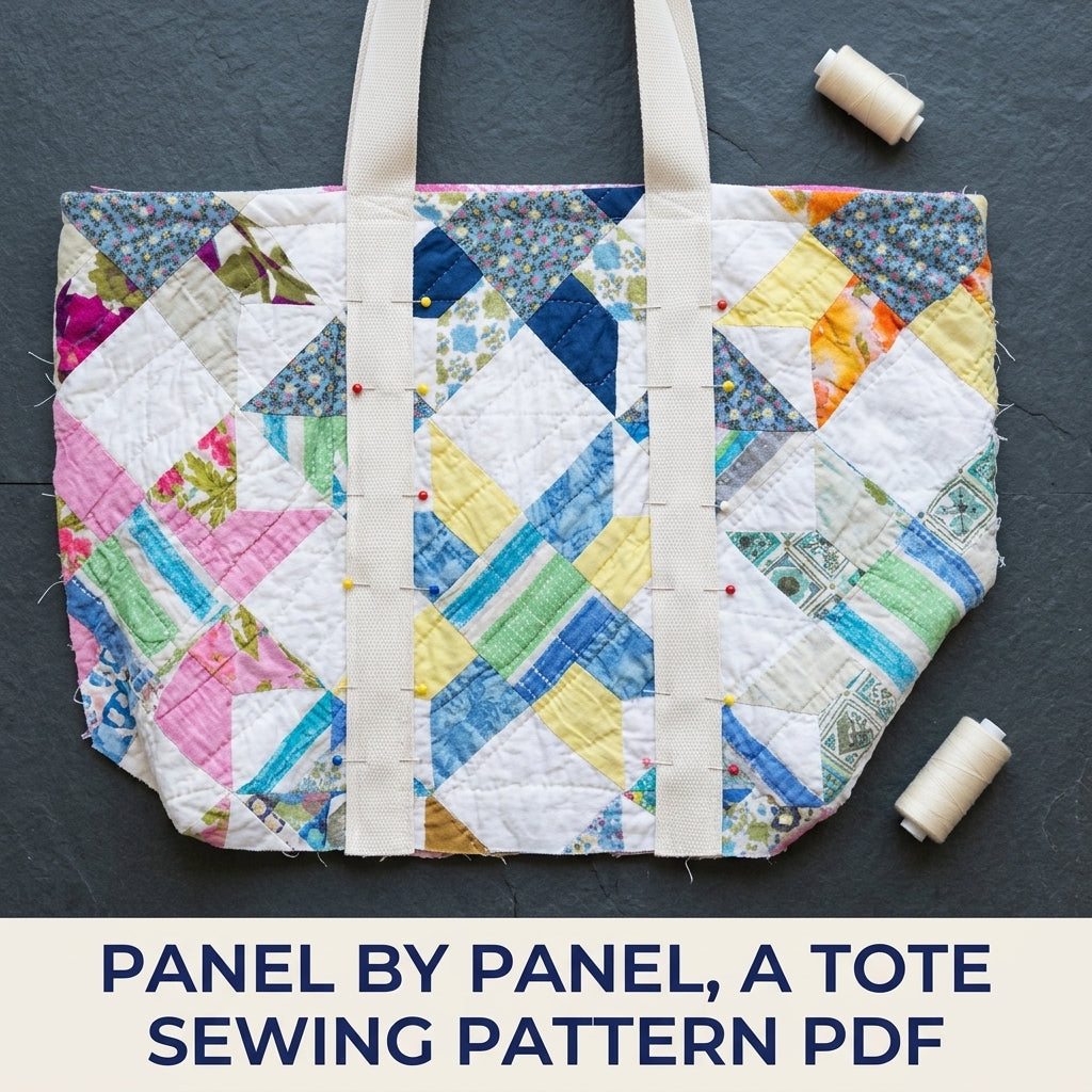 Scrappy Star Quilt Tote Sewing Pattern PDF – Upcycled Quilt Tote Bag