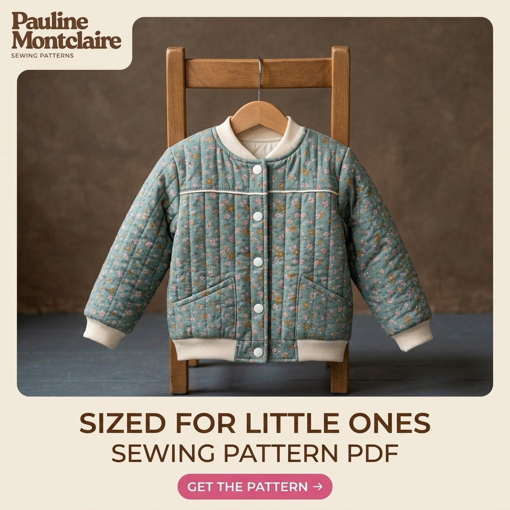 Children's Quilted Bomber Jacket Sewing Pattern PDF – Kids' Bomber with Rib Trims and Piping