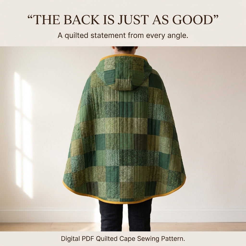 Quilted Cape Sewing Pattern – Hooded Patchwork Cape with Arm Slits
