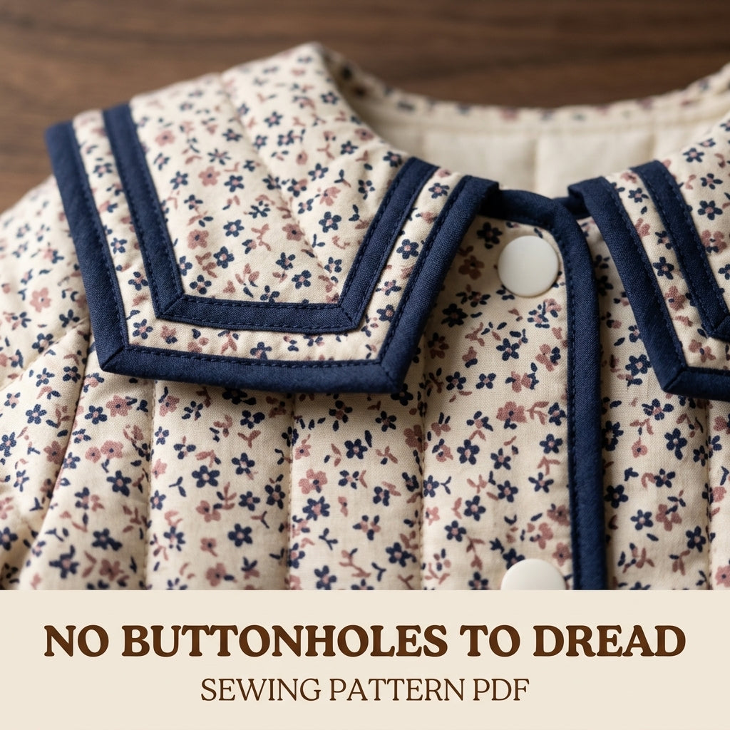 Children's Sailor Collar Jacket Sewing Pattern PDF – Quilted Girls' Jacket with Bias Binding
