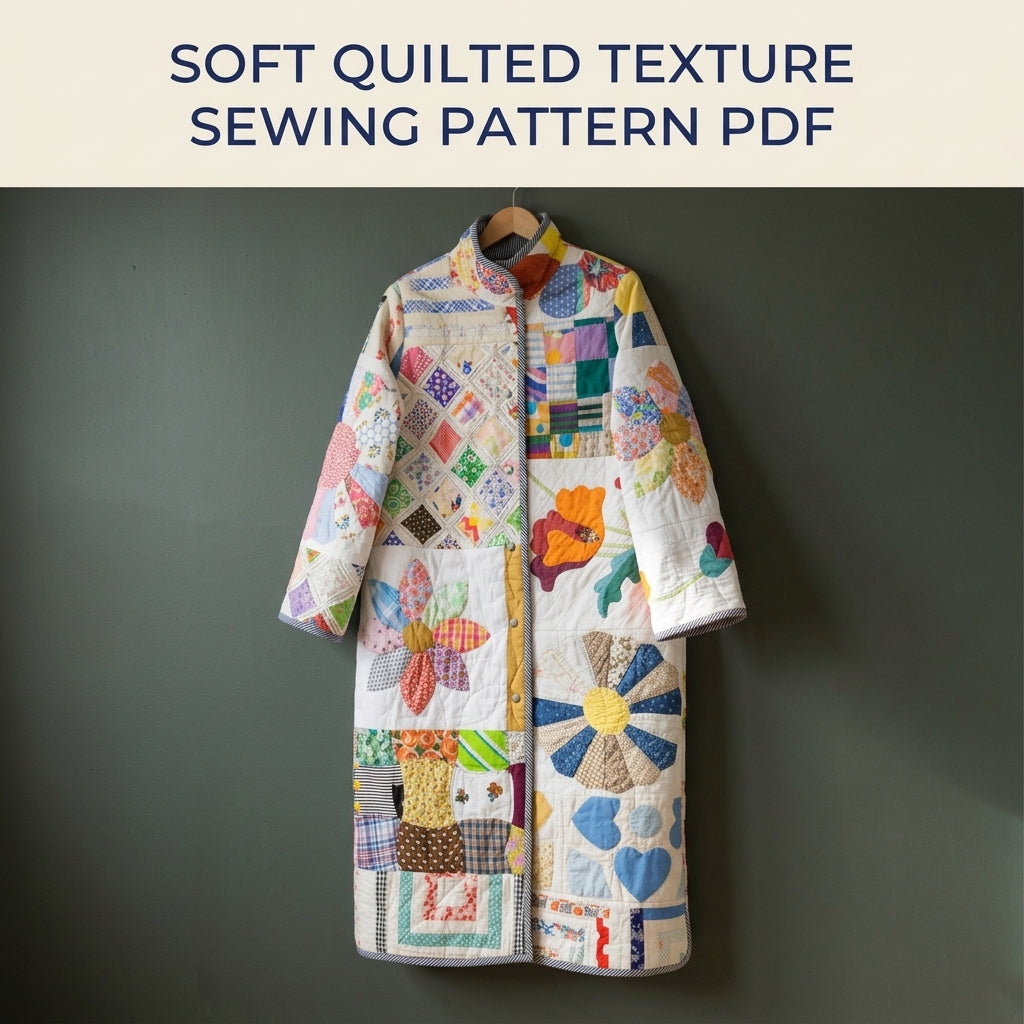 Vintage Patchwork Quilt Coat Sewing Pattern PDF – Long Coat from Orphan Quilt Blocks