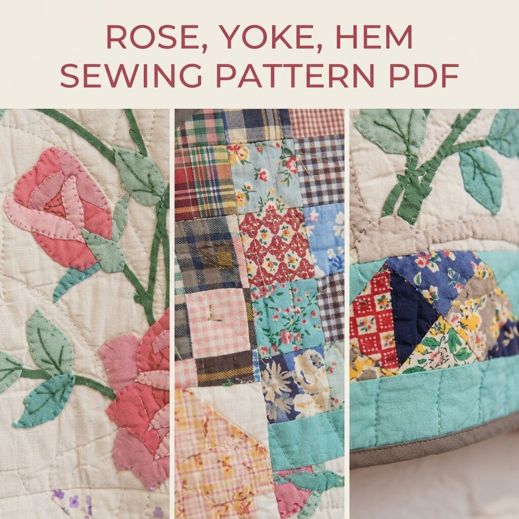 Rose Patchwork Quilt Coat Sewing Pattern PDF – Long Coat from Vintage Quilts