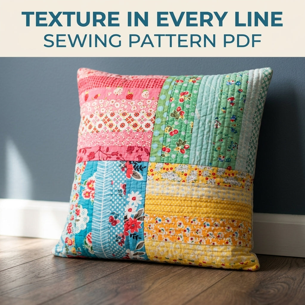 Four Quadrant Strip Cushion Sewing Pattern PDF – Scrappy Quilted Pillow