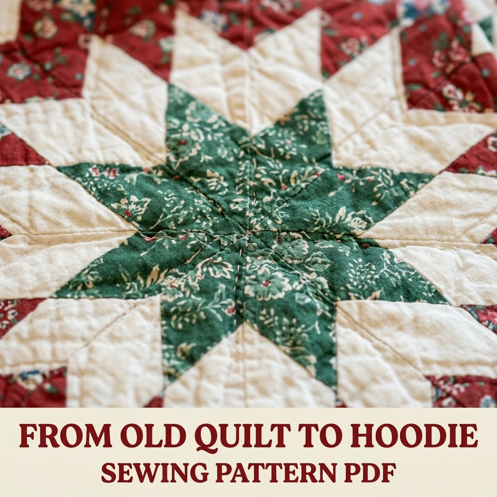 Star Quilt Hoodie Sewing Pattern PDF – Cropped Quilted Hoodie from a Quilt