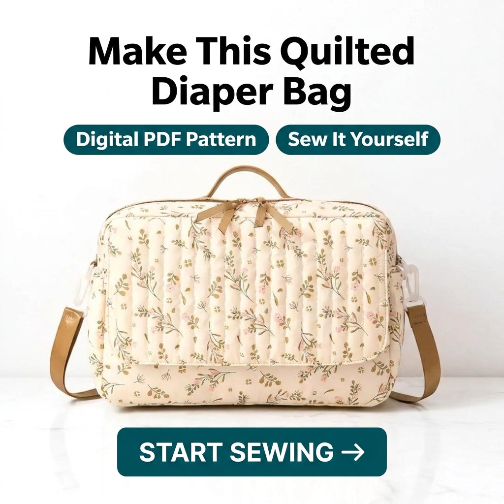 Quilted Diaper Bag PDF Sewing Pattern | Channel Quilted Baby Changing Bag with Crossbody Strap | Beginner Friendly | Instant Download