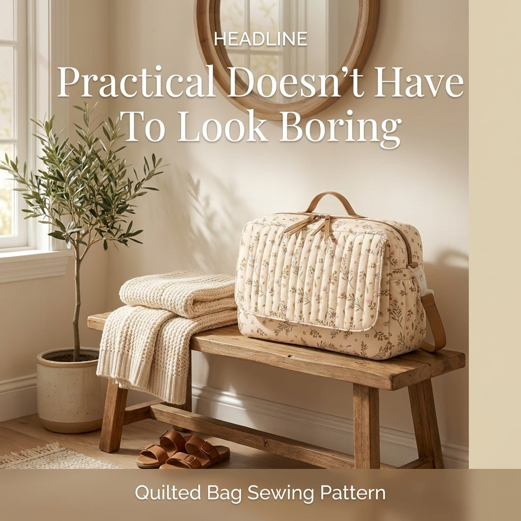 Quilted Diaper Bag PDF Sewing Pattern | Channel Quilted Baby Changing Bag with Crossbody Strap | Beginner Friendly | Instant Download