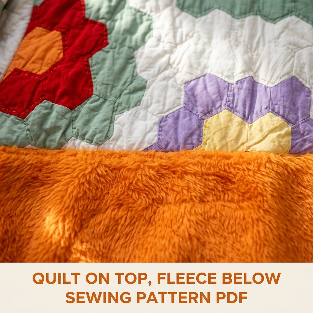 Hexagon Quilt Fleece Pullover Sewing Pattern PDF – Cropped Quilted Yoke Sweater