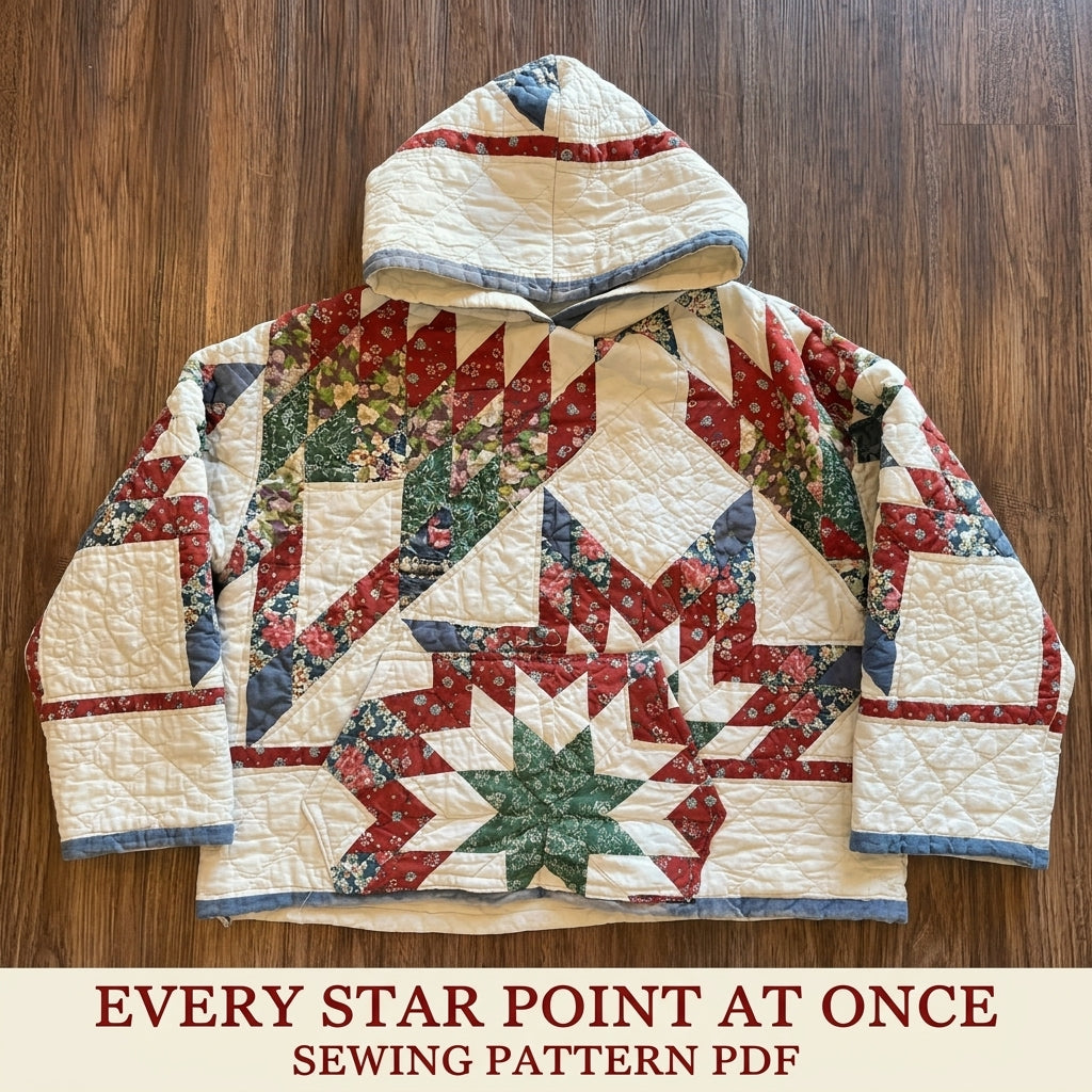 Star Quilt Hoodie Sewing Pattern PDF – Cropped Quilted Hoodie from a Quilt