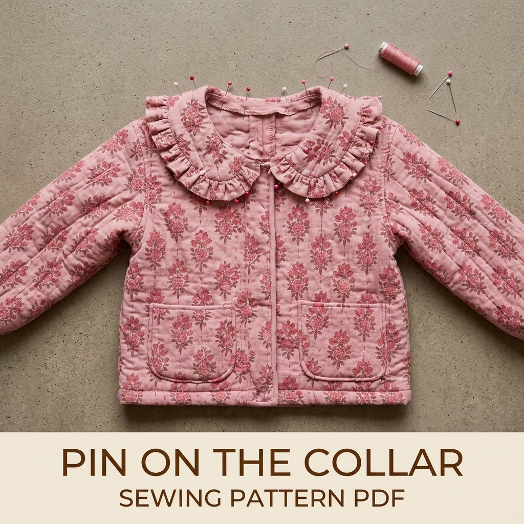 Kids Ruffle Collar Jacket Sewing Pattern PDF – Quilted Child's Jacket with Snaps