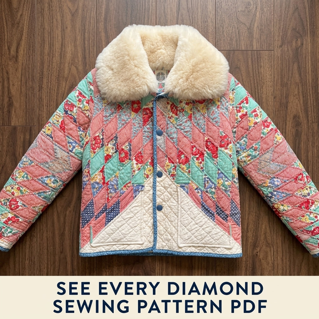 Star Quilt Jacket with Fleece Collar Sewing Pattern PDF – Upcycled Quilt Coat