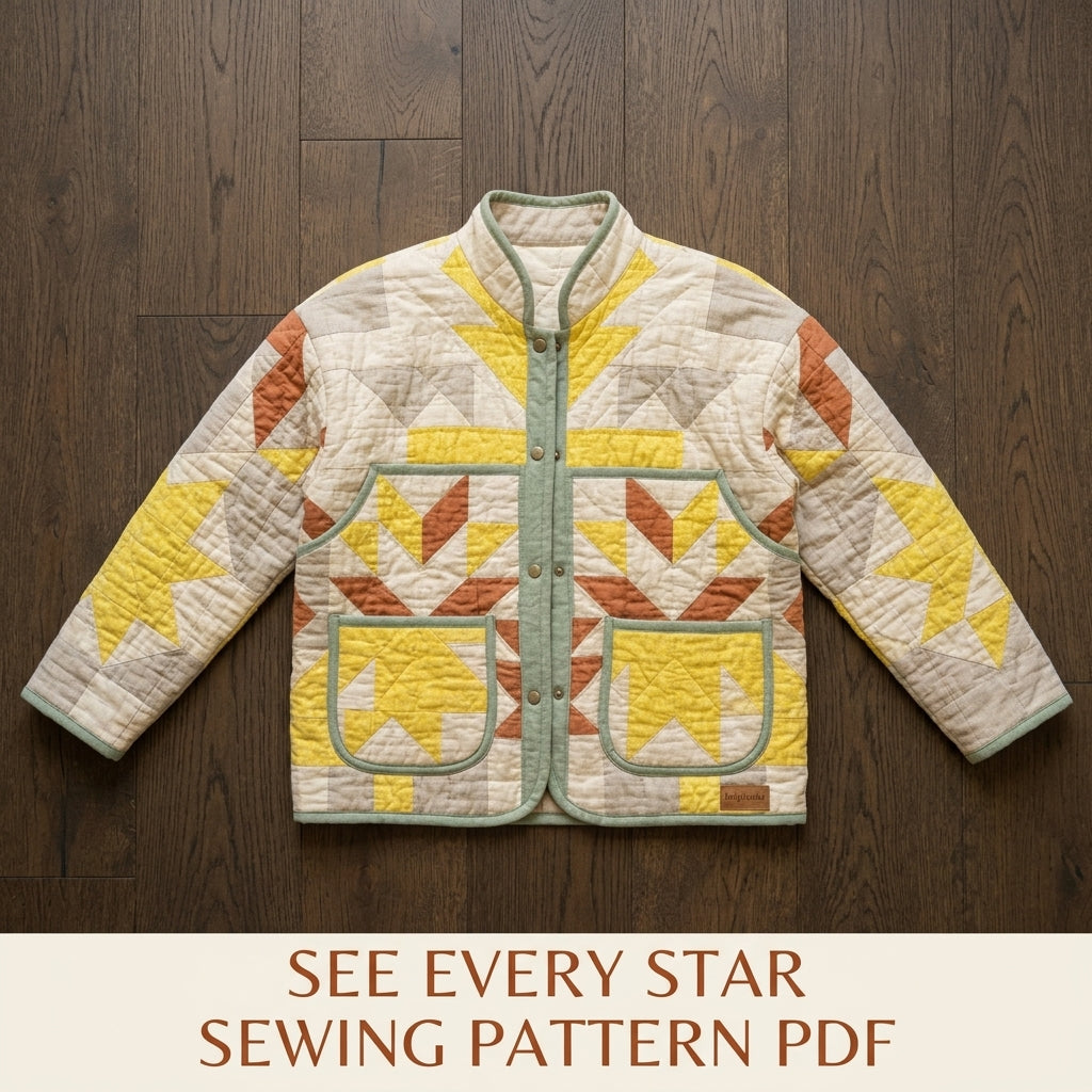 Lemon Star Quilt Jacket Sewing Pattern PDF – Boxy Quilted Coat