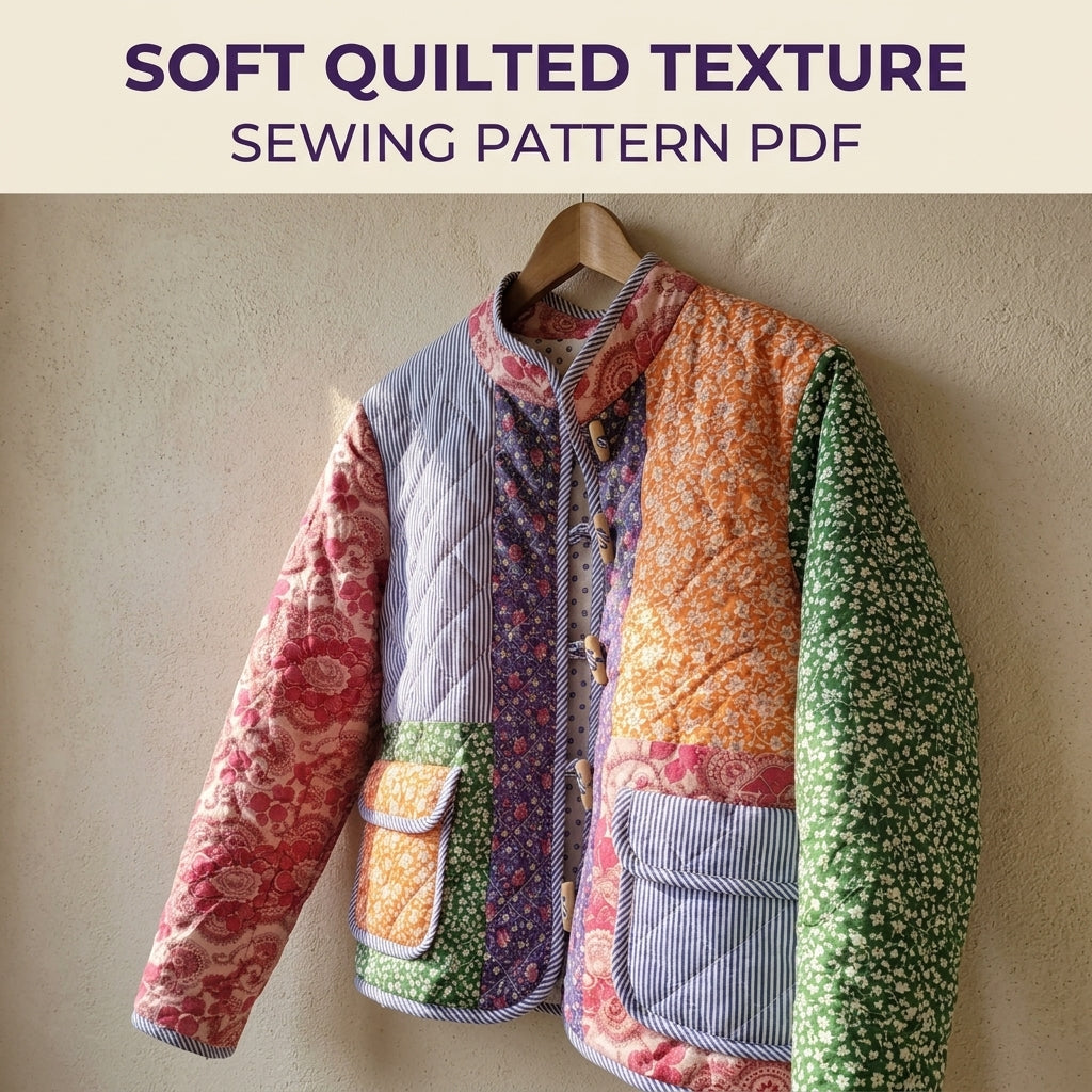 Bright Toggle Patchwork Jacket Sewing Pattern PDF – Colourful Quilted Jacket